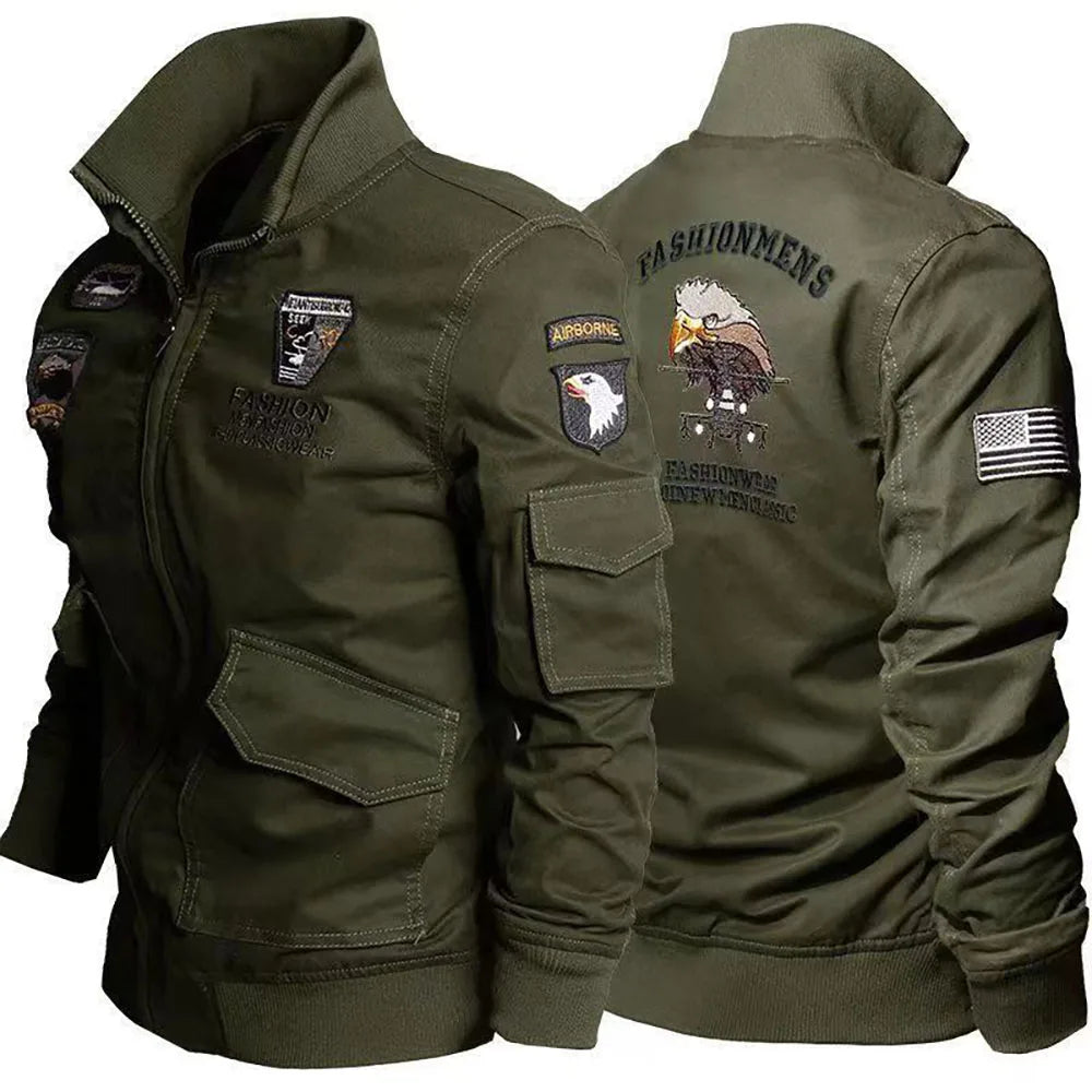 Men's Tactical Motorcycle Riding Jacket Military SWAT Combat Army Pilot Windbreaker Autumn Multi-Pocket Cargo Coat Outdoor Biker