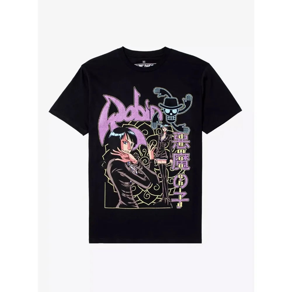 One Piece Nico Robin Unisex Pure Cotton T-shirt 2026 Summer Hot Anime Print American Loose Casual Parent-child Short Sleeved Top