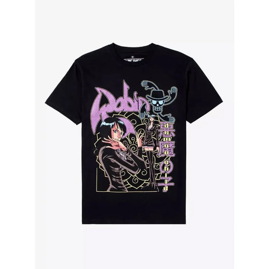 One Piece Nico Robin Unisex Pure Cotton T-shirt 2026 Summer Hot Anime Print American Loose Casual Parent-child Short Sleeved Top