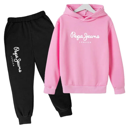 Leisure Letter Print 2pcs Hoodie+Pants Tracksuits 3-13 Years Boys Girls Spring Autumn Outfits Streetwears Children Clothes