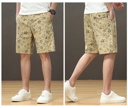 Streetwear Star Print Shorts Men Hawaii Beach Casual Shorts Outdoor Cotton Sports Elastic Waist 6XL Oversized Baggy Half Pants