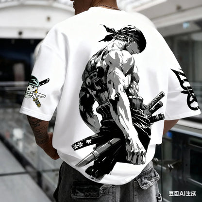 Anime Zoro ONE PIECE Harajuku Men Super Saiyan Vintage Summer T-shirt Loose Women Streetwear Casual Short-sleeved T Shirt Top