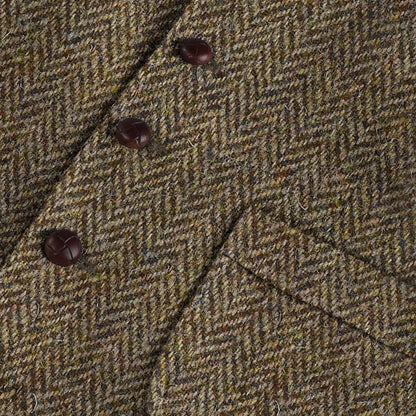 Men Vest Brown Herringbone Single Button With Lapel And Pocket Waistcoat For Wedding Business Work Daily Casual Men Suit Vest