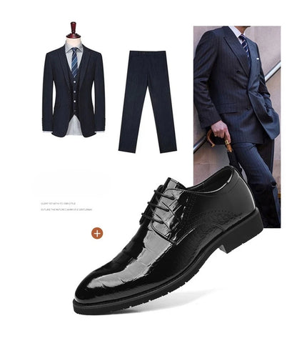New Designer Autumn Collection British-style Men's Dress Shoes Fashion Patent Leather Commuter Shoes Male Black Casual Shoe Man