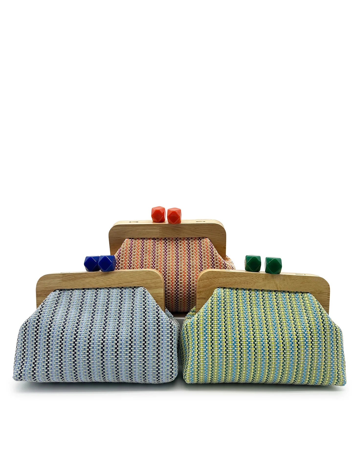 Colorful Striped PP Straw Clucth Bag for Women Wooden Clip Shell Shoulder Crossbody Bags Casual Weave Summer Beach Bag 2026