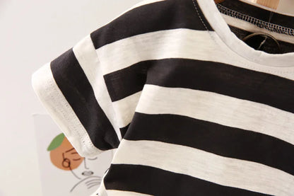 New Summer Baby Boys Clothes Suit Children Girls Cotton Striped T-Shirt Shorts 2Pcs/Sets Toddler Casual Clothing Kids Tracksuits