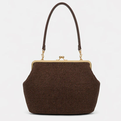Fashion Large Striped Clip Shell Shoulder Bag for Women Designer PP Straw Handbags Luxury Casual Summer Beach Woven Clutch Bags