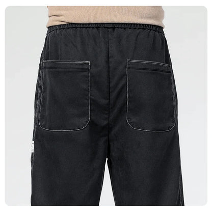 Summer Thin Loose Wide-leg Men Jeans Soft Lyocell Elastic Fashion Casual Straight Drawstring Denim Trousers Black Blue Gray