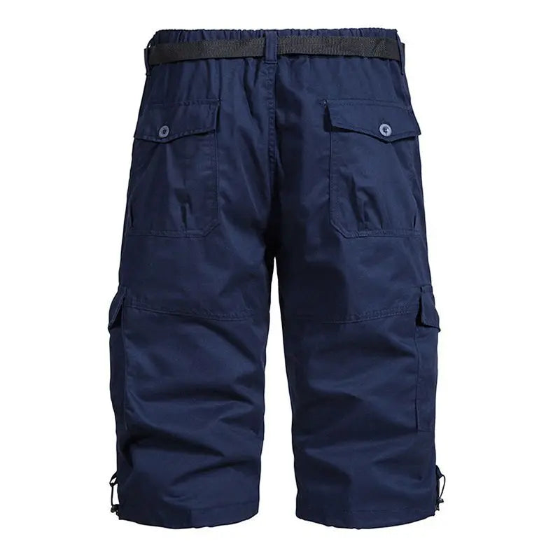 Men Summer Capri Pants Men Plus Size Multi Pocket Cargo Shorts Men Casual Outdoor Breathable Lightweight Daily Wear Street Style