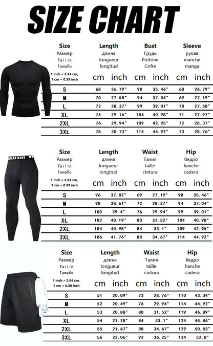 Bat Graphic Print Long Sleeve Set Men's Compression T-Shirt Shorts Pants Suit 3 Piece Set Spring Summer Gym Fitness Sportswear