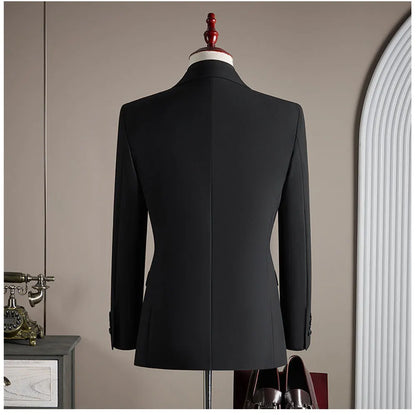 High-quality, Fashionable and Stylish Plus-size Men's Solid-color Suit Set, Men's Three-piece Set, One-button Casual Suit