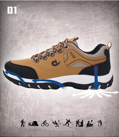 Men's Hiking Shoes Waterproof Leather Outdoor PU Shoes Wear-resistant Men Trekking Walking Hunting Tactical Sneakers