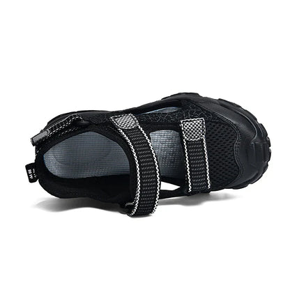 Kids Closed-Toe Sandals, Non-Slip Breathable Outdoor Sport Sandals for Boys, Adjustable Strap Hiking Beach Shoes for Summer
