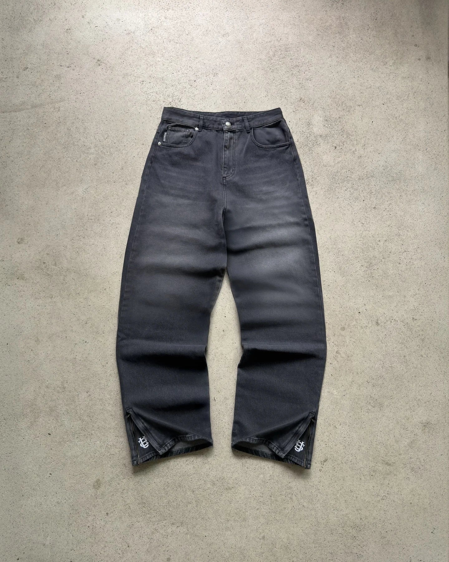 D4C JoJo  Y2K Men High Waist Baggy Jeans Women Pink Heart Side Embroidery Loose Fit Washed Denim Pants Streetwear Wide Leg Pants