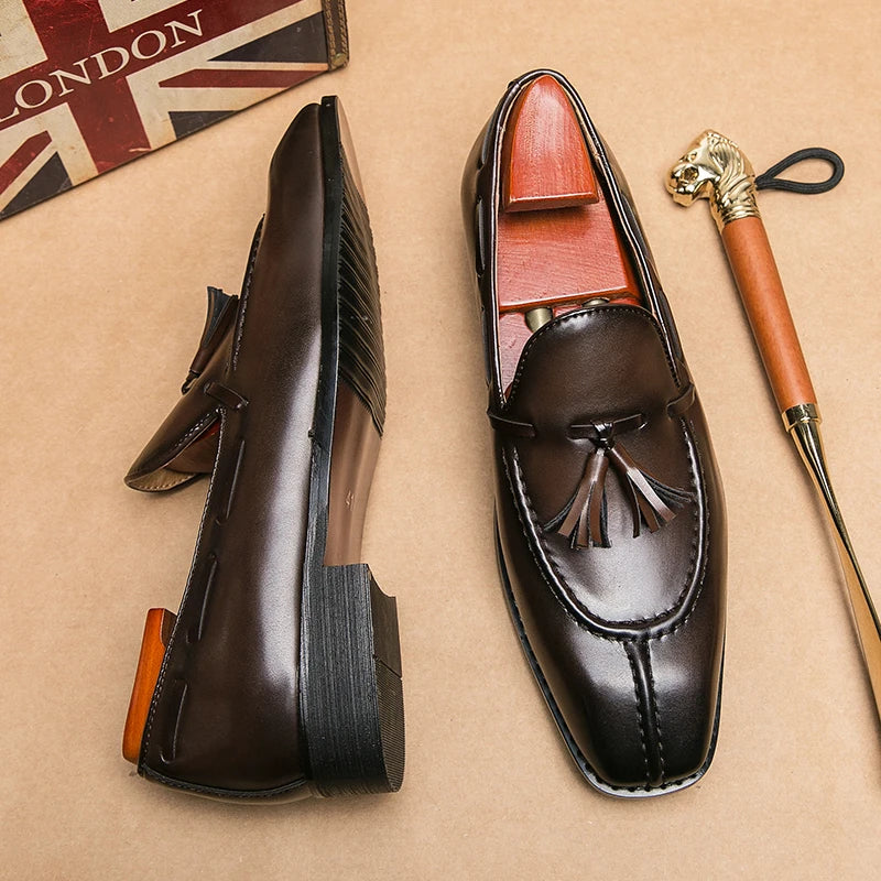 Fashion Shoe Office Shoes for Men Casual Shoes Breathable Leather Loafers Mens Driving Moccasins Comfortable Slip on 2023 Brown