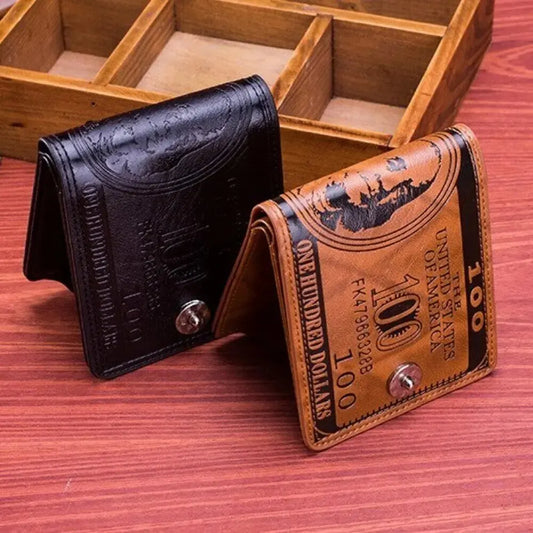 Portefeuilles pour hommes avec motif de 100 dollars américains Portefeuille en cuir pour homme Porte-cartes photo Mode Grande capacité Sac à main