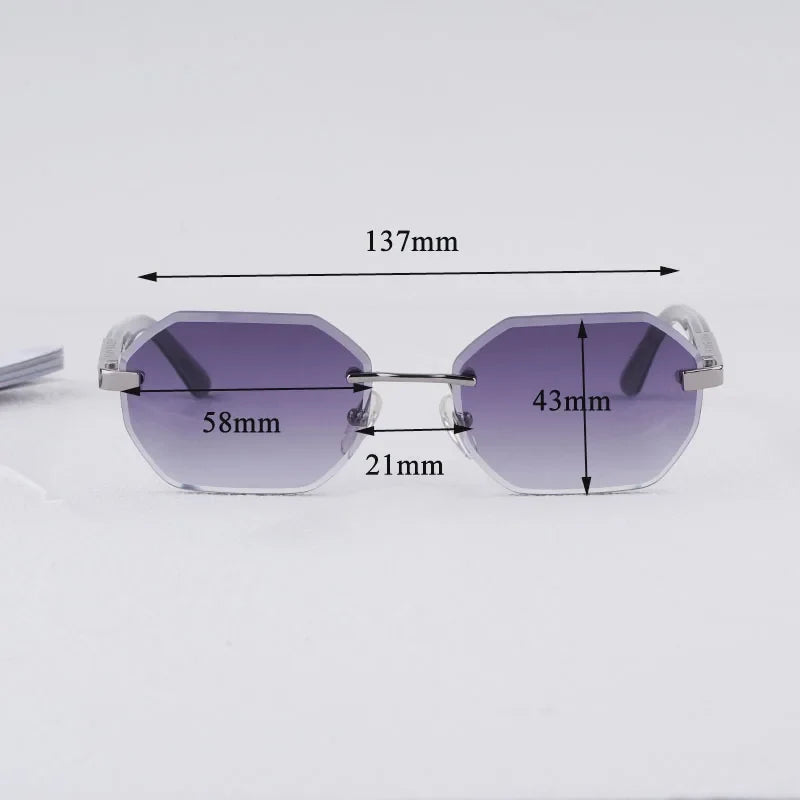 Rimless Polygon Luxury Sunglasses Acetate Alloy Gold Brand Irregular Square Original Classical Retro UV400 Gafas Hot