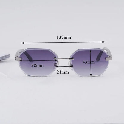 Rimless Polygon Luxury Sunglasses Acetate Alloy Gold Brand Irregular Square Original Classical Retro UV400 Gafas Hot