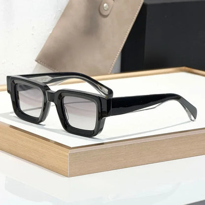 Classical Rectangle Sunglasses Handmade in Japan Fashion Designer High Quality UV400 for Men Women Vintage Eyeglasses with Case