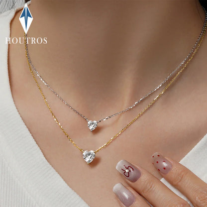 1-3Carat Heart Cut Moissanite Pendant Necklace for Women S925 Silver 18k Gold Plated Solitaire Necklace Jewelry Anniversary Gift