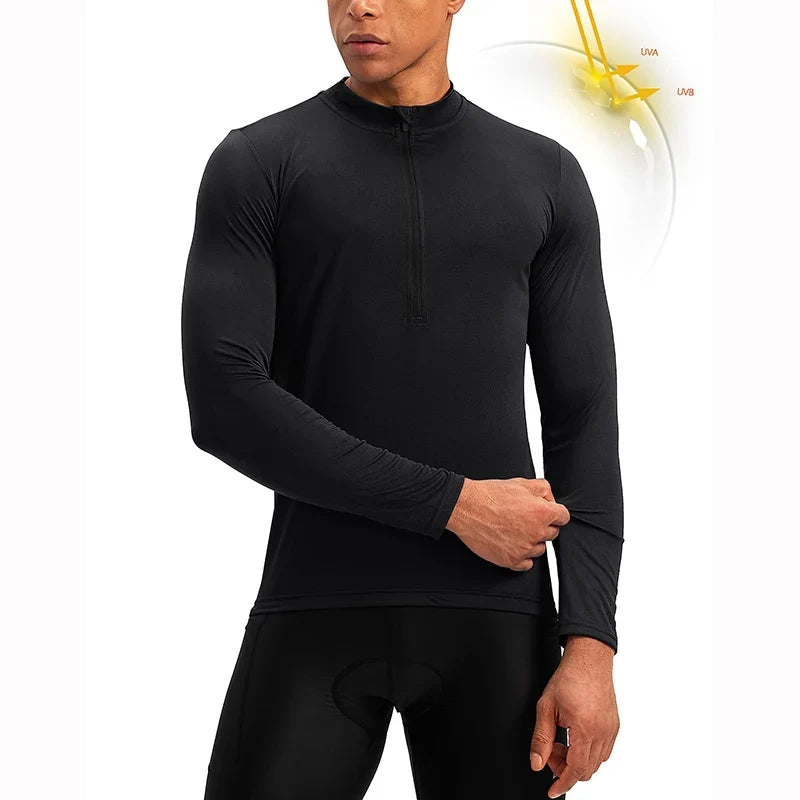 Men's Cycling Jersey Long Sleeve 3 Pockets Bike Arm Sun Protection Refreshing Breathable Maillott Long Sleeves Cycling Jersey