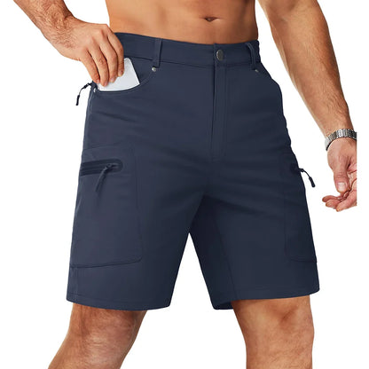 Summer Cargo Shorts Men's Quick Dry Hiking Fishing Shorts Multi-pockets Stretch Waist Casual Shorts Outdoor Male