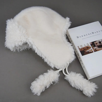 Real Fur Wool Hat Unisex New Winter Warm Bomber Russian Ushanka Hats With Ear Flaps Cow Leather Thick Snow Earflaps Baseball Cap