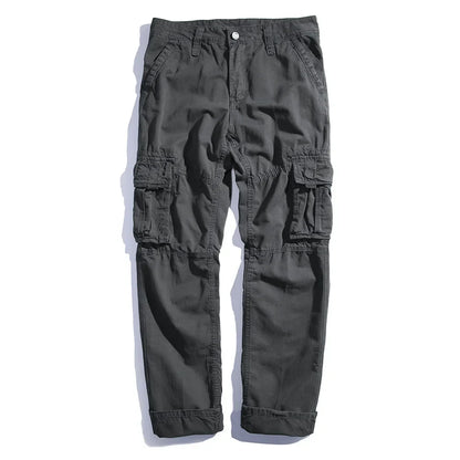 Casual Pants Men Straight Leg Cotton Cargo Trouser Male Multi Pocket Work Fishing Wear Military Style Summer Spring Khaki Black