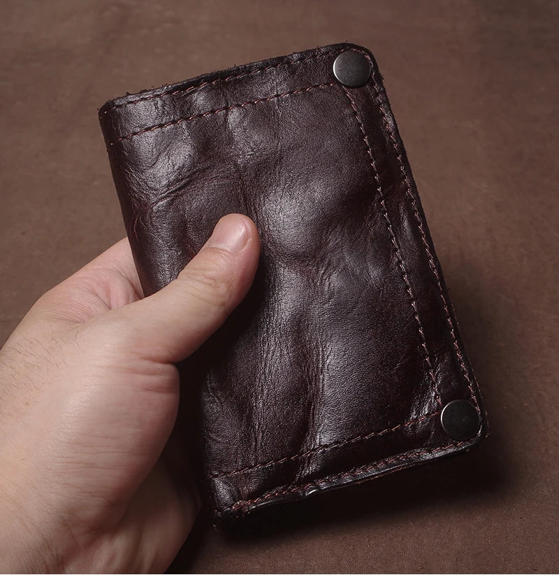 Luxury Brand Men's Genuine Leather Wallet High Quality Vintage Bifold Money Clip Credit Card Holder with Zipper Coin Pocket
