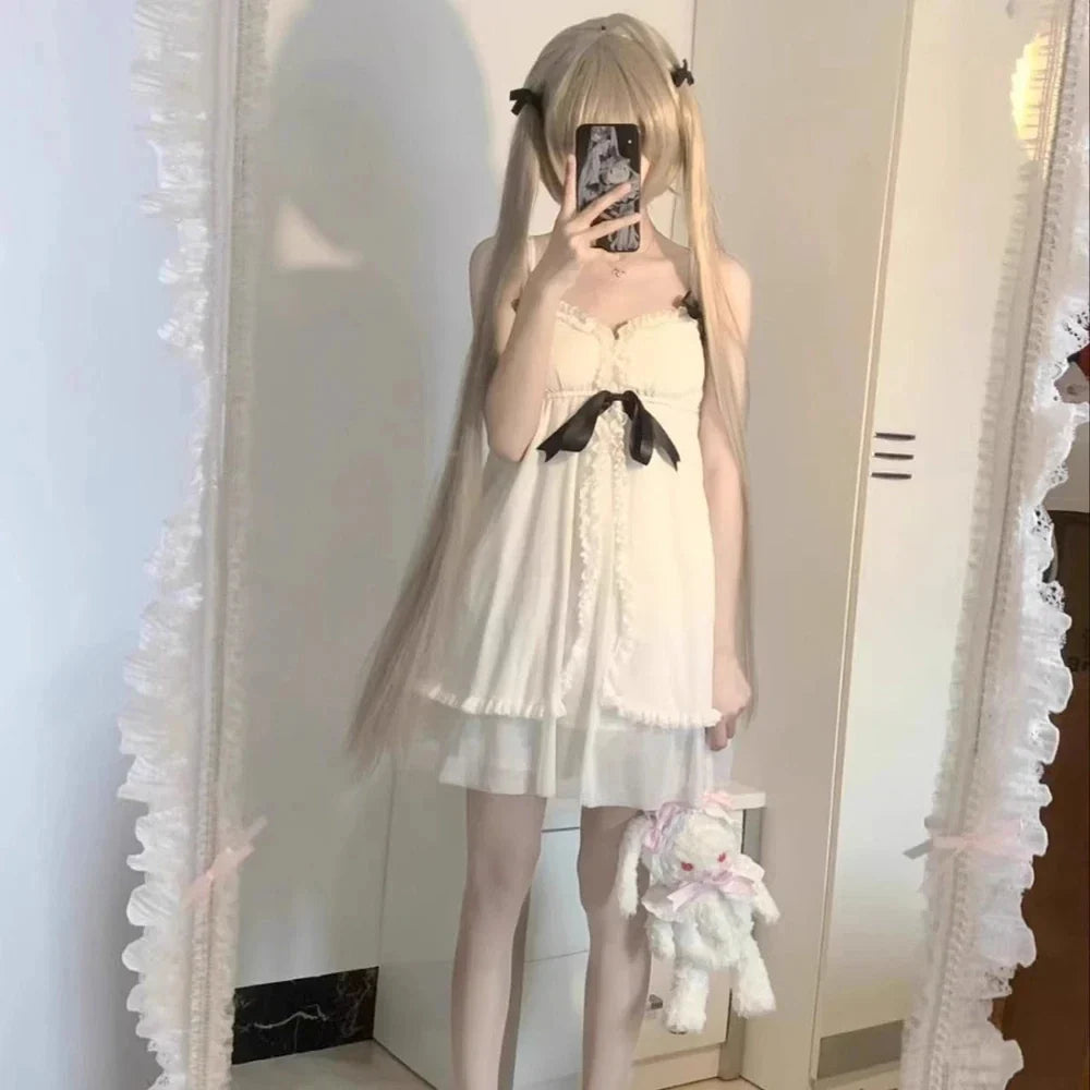 Anime Yosuga No Sora Kasugano Sora Cosplay Costume Girls Sweet Lolita Dress Pajamas Summer Nightgown Ruffle Nightwear Clothes
