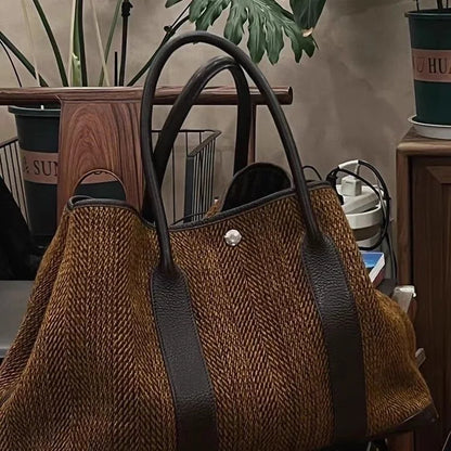 Autumn Winter Wool Tote Bag for Women, Niche Fashion Large Capacity Handbag, Simple Shoulder Bag