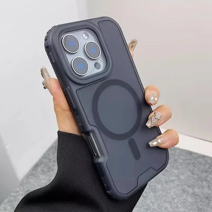 Trendy 3IN1 Magnetic Shockproof Case for IPhone 17 16 15 14 13 12 Pro Max Frosted Slim Clear Translucent Wireless Charging Cover