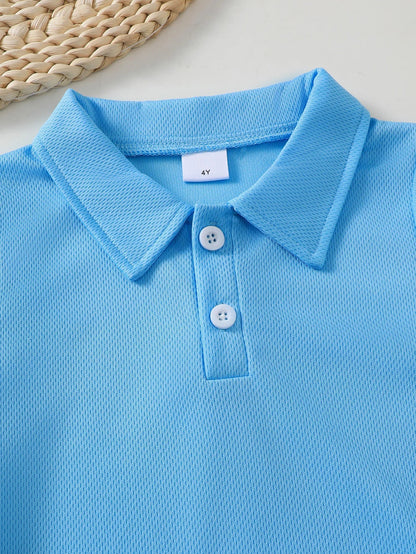 Boys' Summer Fashionable Comfortable Short Sleeve POLO Shirt And Shorts Set Casual Wear for Kids