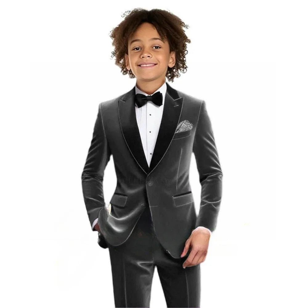 Multi-colors Boys Velvet Suit Set 2 Pieces Jacket Pants Autumn Kids Slim Fit Tuxedo For Photography Handsome Party Suits 2-20T