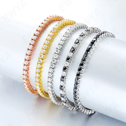 925 Sterling Silver Moissanite Bracelet 0.1ct 3mm D VVS1 Diamond with GRA for Women Sparkling Wedding Party Fine Jewelry