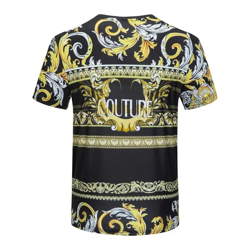 Men's And Women's Summer Casual T-shirts 3D Printed Shirts Retro Luxury Royal Flowers Street Fashion Oversized Clothing Tops