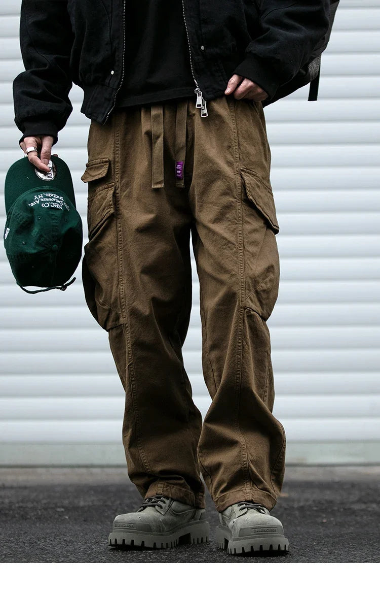 Oversized Cargo Pants For Men Multi Pocket Loose Fit Streetwear Casual American Style Korean Trendy Fashion Straight Leg Pants
