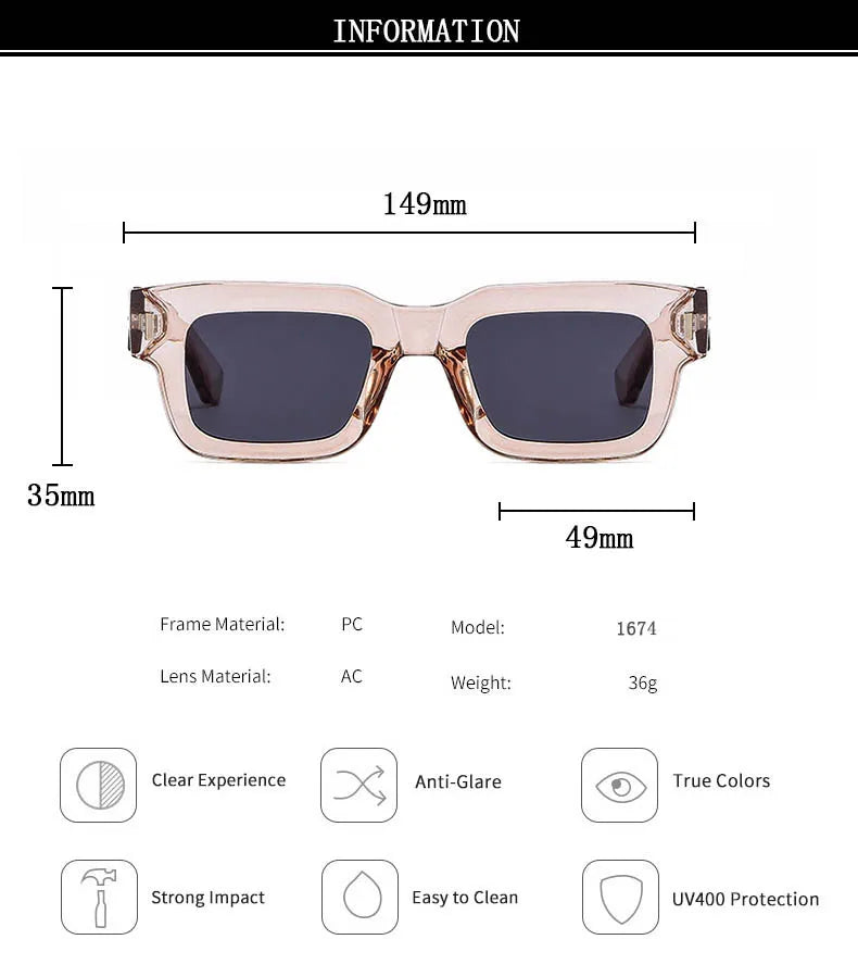 2024 Square Sunglasses For Men Luxury Vintage Sunglasses Women Trendy Retro Men Fashion Gafas De Sol Hombre Lunette Soleil Femme