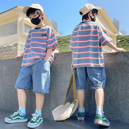 8 To 10 Year Old Boy Clothes Kids Set Junior Boys' Summer Clothing Children's Outfit 2025 Baby Boy's From 4 Years Shorts T-shirt