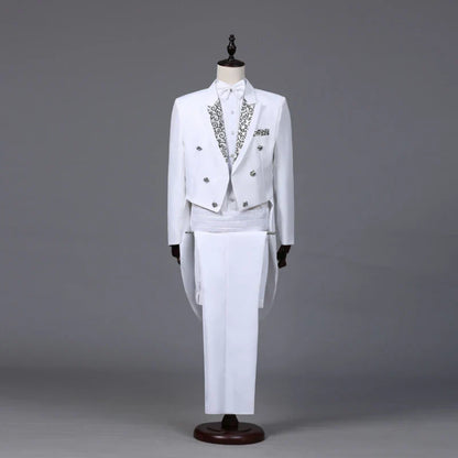 2024  Bent Flower Red/black /white Men's Dress Tuxedo Set Two-pieces,magician's Stage Performance, Conductor's Blazer Jacket