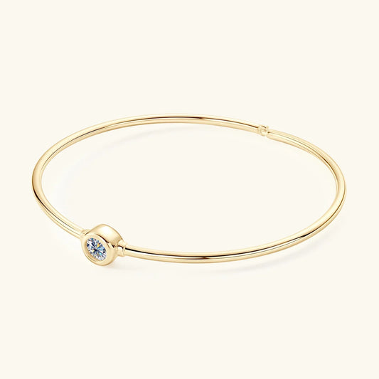 Bracelet Jonc Moissanite 0.5CT Plaqué Or 18 carats Argent Sterling 925 Bracelet Classique Sertie Clos pour Femme Cadeaux