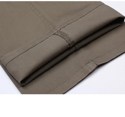 Double Pleated Straight Loose Casual Pants Men Classic Black Trousers High Waist Thick Autumn Cotton  Office Suit Pants 42 44 46