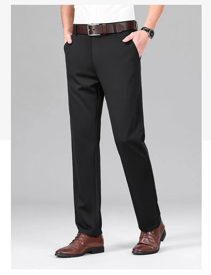 Mens Business Casual Pants Stretch Dress Pants Wrinkle Free Suit Pants Embriodery 4-Way Stretch Formal Dress Pants