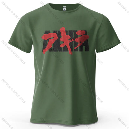 Akira Japanese Font Printed Men's T-Shirt 100% Cotton Oversized Classic Graphic Tees for Women Tops Tees Streetwear