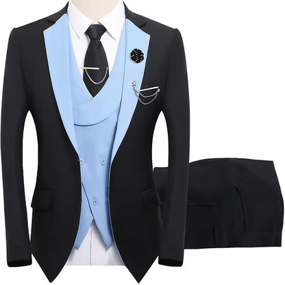2026 men's dark green three piece suit, (Chinese size) slim fit jacket with vest and pants, wedding party set.