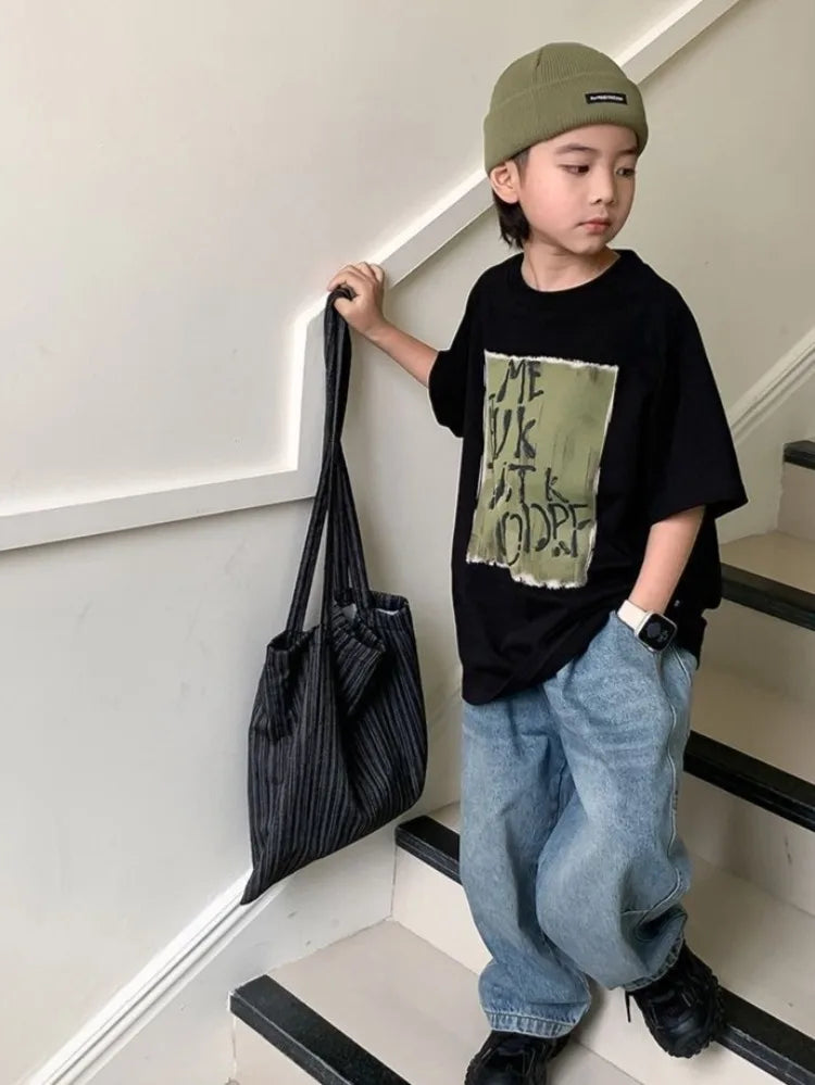2026 Summer New Boys' Short Sleeved T-Shirt Cotton Baby Boy Summer Casual Tops Stylish Design