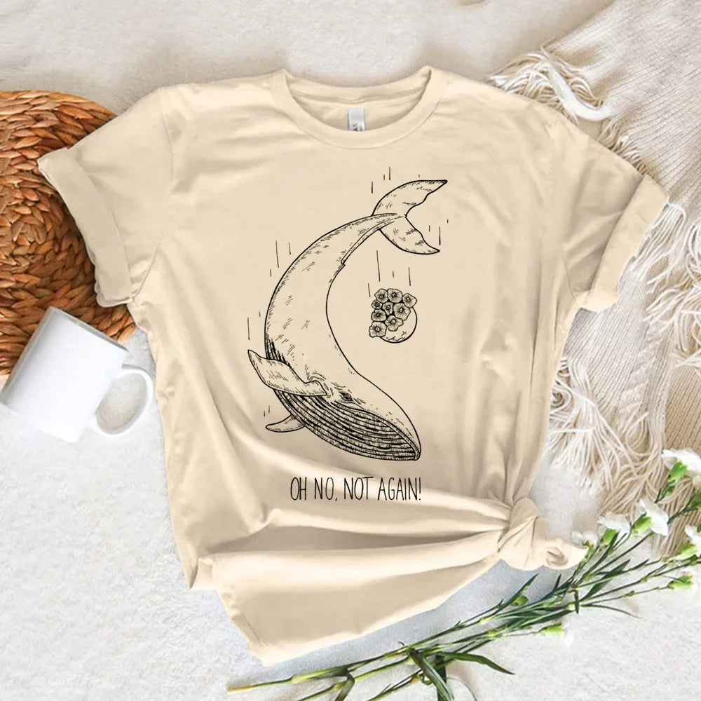 Whale tshirt women streetwear graphic Japanese t shirt female y2k graphic designer clothing