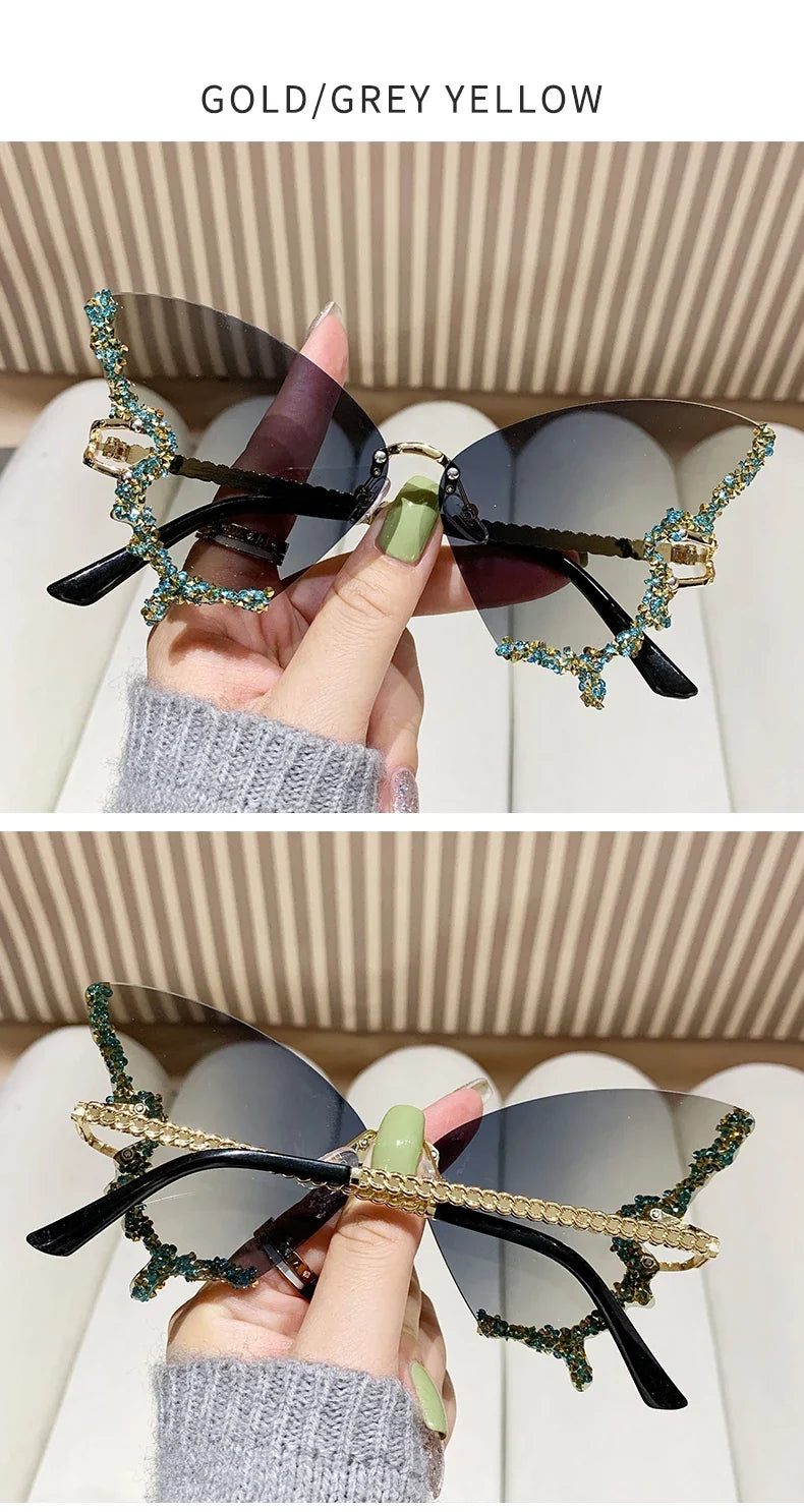 Cycling New Y2K Style Women Fashion Sunglasses Oversize Butterfly Shape Diamond Edge Design Sun Glasses Street Party Glasses