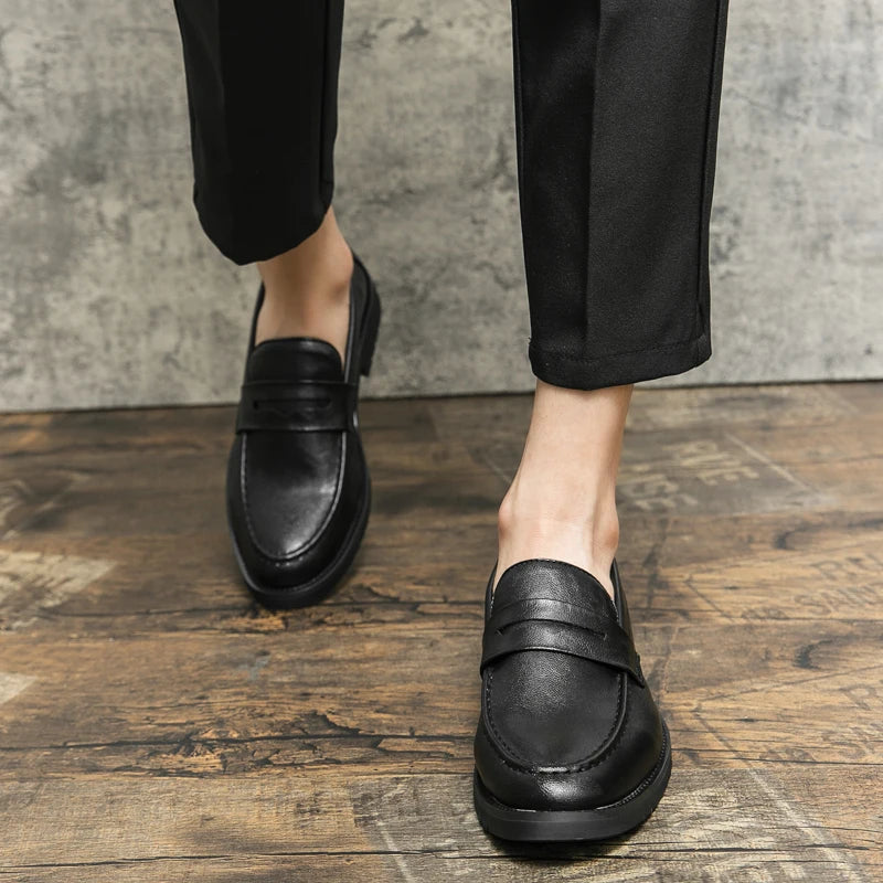 Black Men Loafers Soft Moccasins High Quality Spring Autumn Genuine Leather Shoes Men Business Office Dress Shoes Zapatos