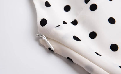 2024 Summer New Women's French European and American Wave Point Sleeveless Hanging Neck Printed Temperament Strap Dress